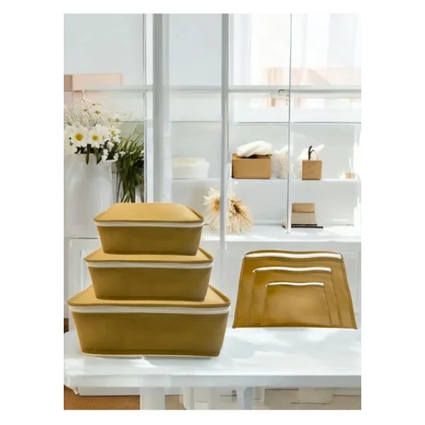 Balkan Room 6'lı Bej Valiz Düzenleyici , Bavul Içi Düzenleyici Organizer Set - Görsel 2
