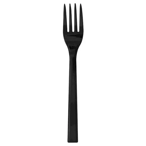 Omeyva 23 Cm. Mika Plastik Siyah Piknik Seti - 24 Kişilik Tabak Bardak Çatal Kaşık Takımı - Görsel 6