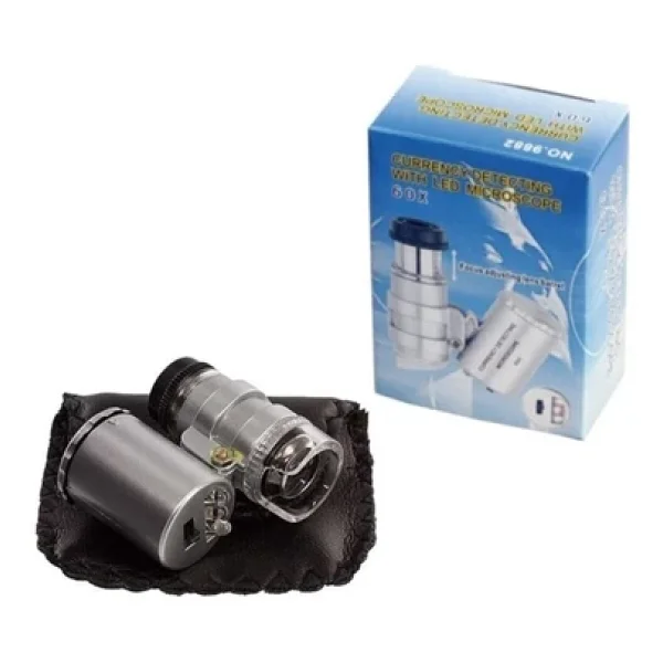 Nikula 60x Mini Cep Mikroskop LED+Uv Işık Kuyumcu Antikacı Büyüteç 9882 - Görsel 10