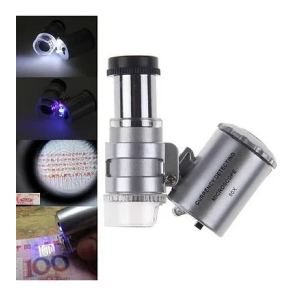 Nikula 60x Mini Cep Mikroskop LED+Uv Işık Kuyumcu Antikacı Büyüteç 9882 - Görsel 9