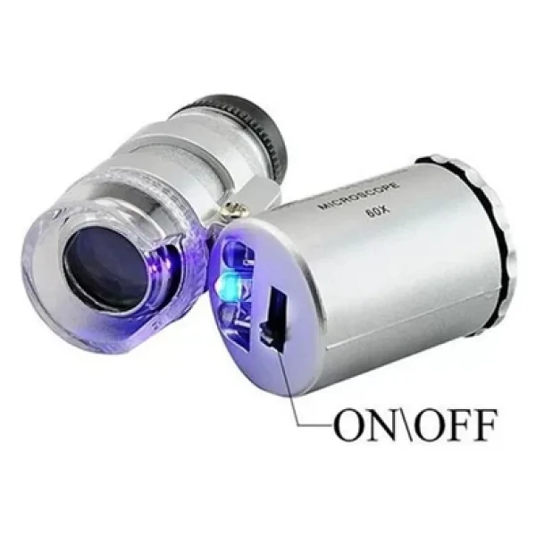 Nikula 60x Mini Cep Mikroskop LED+Uv Işık Kuyumcu Antikacı Büyüteç 9882 - Görsel 5