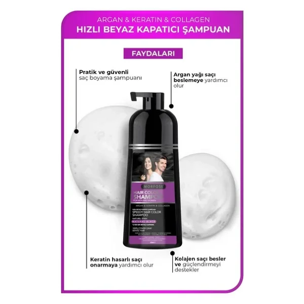 Morfose Hızlı Beyaz Kapatıcı Natural 420 Ml Siyah Şampuan - Görsel 7