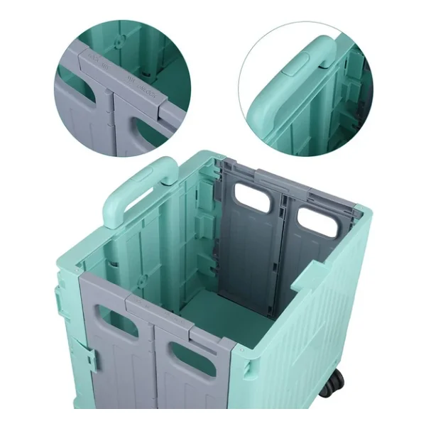 Ayt Sunup Sn-26966 Katlanabilir Market Pazar Kamp Tekerlekli Alışveriş Arabası 60 Kg Kapasiteli Çanta - Görsel 4