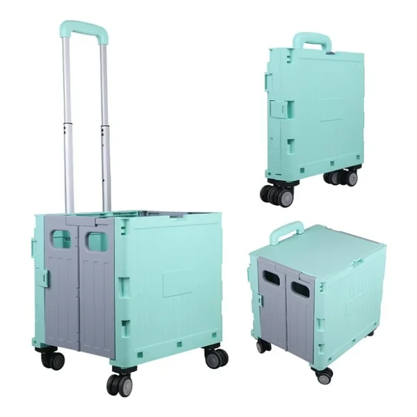 Ayt Sunup Sn-26966 Katlanabilir Market Pazar Kamp Tekerlekli Alışveriş Arabası 60 Kg Kapasiteli Çanta - Görsel 3