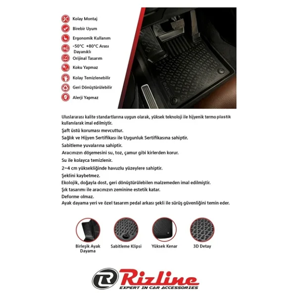 Rizline Audi A3 2013-2020 3d Havuzlu Paspas - Görsel 6