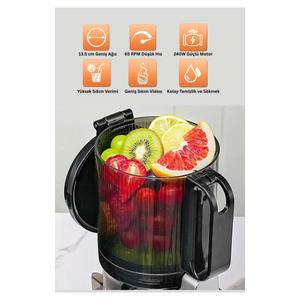 Tigrecook Su-036 Slow Juicer 250 W Katı Meyve Sıkacağı - Görsel 5