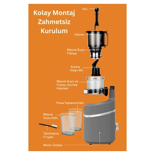 Tigrecook Su-036 Slow Juicer 250 W Katı Meyve Sıkacağı - Görsel 6