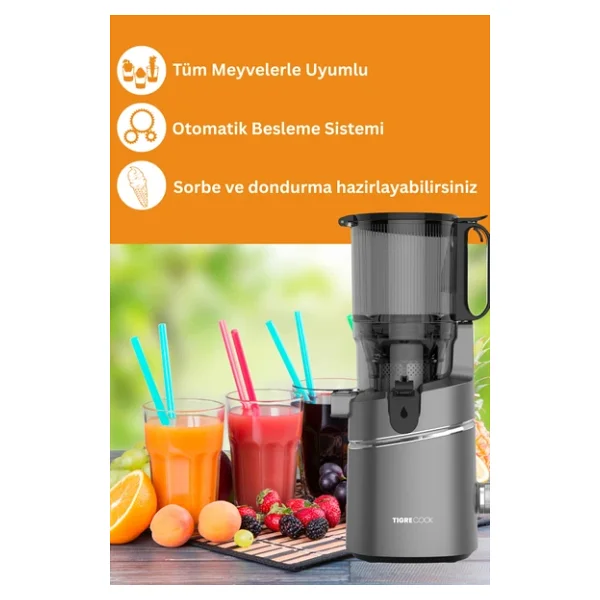 Tigrecook Su-036 Slow Juicer 250 W Katı Meyve Sıkacağı - Görsel 4