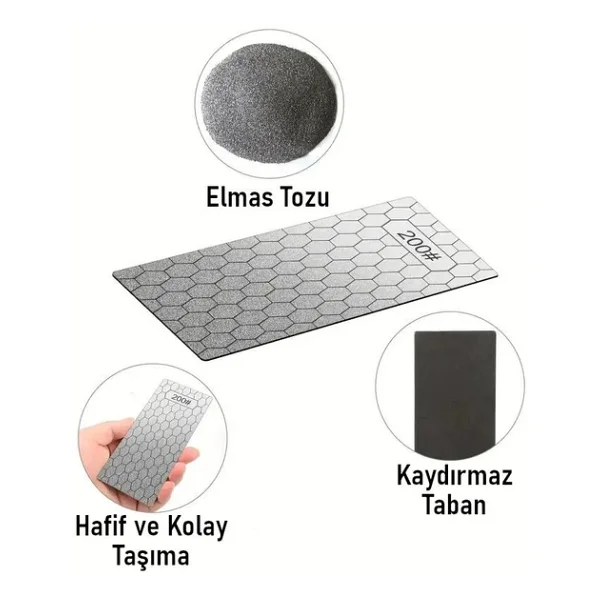 Valkyrie 3 Adet Elmas Biley Seti Bıçak Bileme Taşı Sulu Veya Susuz Biley Uzun Ömürlü Aşınmaz 200 400 1000 Grit - Görsel 9