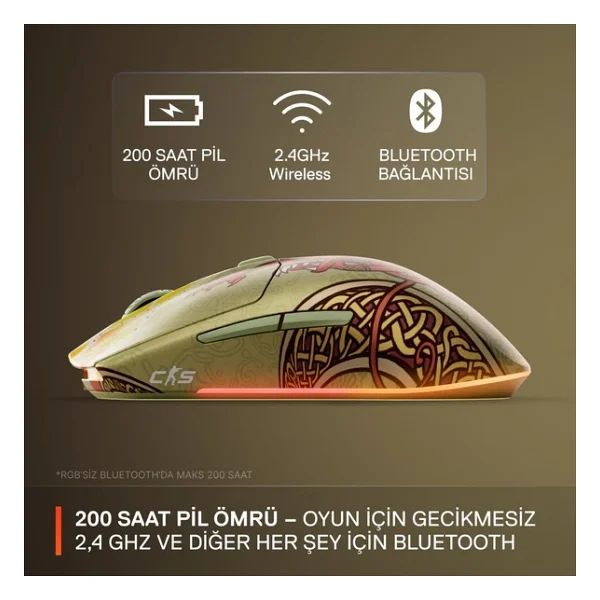 Steelseries Cs2 Dragon Lore Edition Şarjlı Optik Kablosuz Oyuncu Mouse - Görsel 6