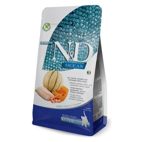 N&D Ocean Morina Balkabağı Karides Ve Kavun 1.5 Kg Yavru Kedi Maması - Görsel 2