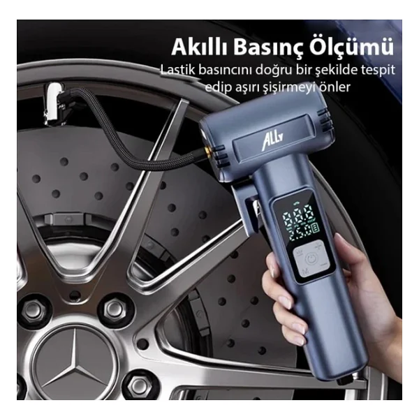 Ally St-5530 Dijital Şarjlı Araç Lastik Hava Şişirme Pompası Power Bank Penere Kırıcı - Görsel 4