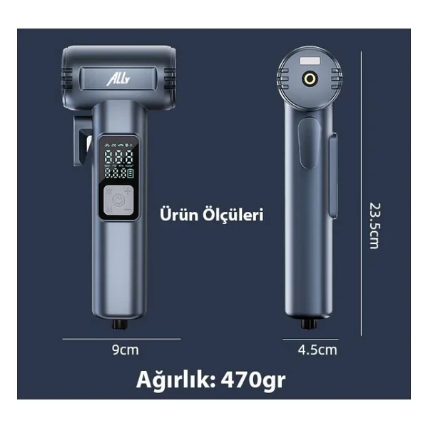 Ally St-5530 Dijital Şarjlı Araç Lastik Hava Şişirme Pompası Power Bank Penere Kırıcı - Görsel 2