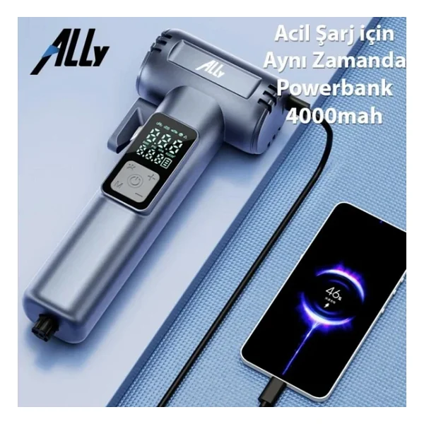 Ally St-5530 Dijital Şarjlı Araç Lastik Hava Şişirme Pompası Power Bank Penere Kırıcı - Görsel 6