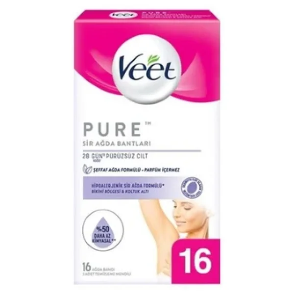 Veet Pure Hipoalerjenik Koltuk Altı Ve Bikini Bölgesi 16'lı Sir Ağda Bandı - Görsel 3
