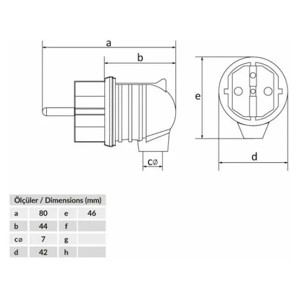 Bemis Kauçuk Eğik Fiş 1x16 Amper 220 Volt Bk1-1402-2022 - Görsel 2