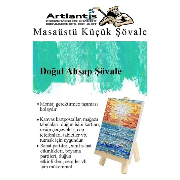 Mini Şövale 10x10 Cm Tuval 3 Ml Akrilik Boya 6 Renk Ve Fırça 4 Adet 10x10 Mini Tuval Masaüstü Küçük Şövale Boyama Seti - Görsel 7