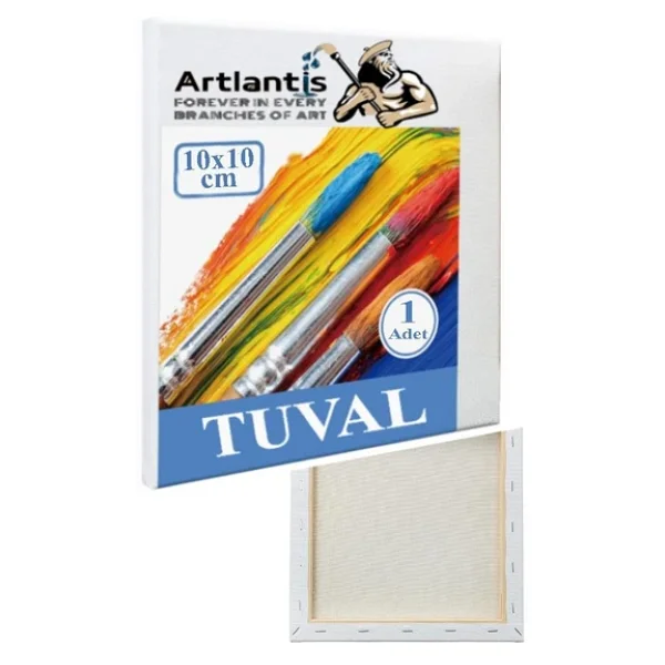 Mini Şövale 10x10 Cm Tuval 3 Ml Akrilik Boya 6 Renk Ve Fırça 4 Adet 10x10 Mini Tuval Masaüstü Küçük Şövale Boyama Seti - Görsel 3