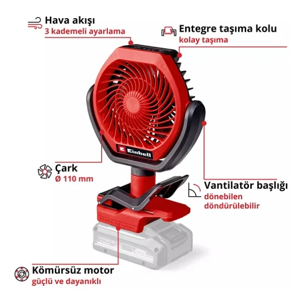 Einhell Gc-Cf 18/110 Li-Solo Akülü Masaüstü Vantilatör - Görsel 4