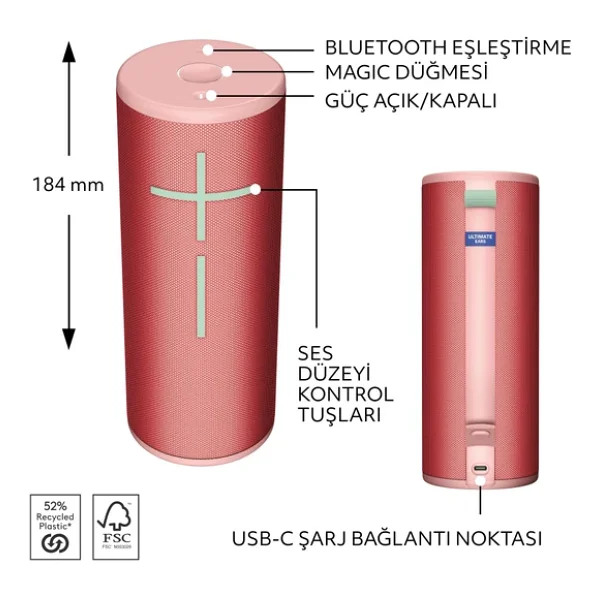 Ultimate Ears Boom 4 Pembe Bluetooth Hoparlör - Görsel 8