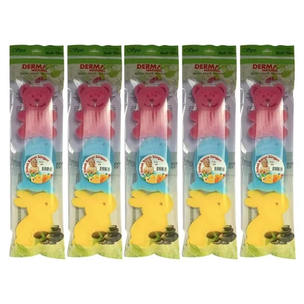 Derma Naturel 3 Lü Renkli Bebek Banyo Süngeri (5 Li Set) - Görsel 5
