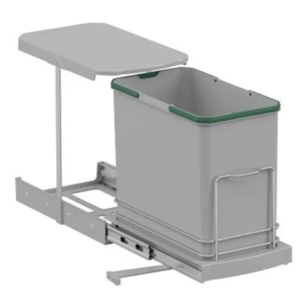 Starax S-2571 Teleskopik Raylı Plastik Gövde Çöp Kovası 24 Lt Gri - Görsel 2