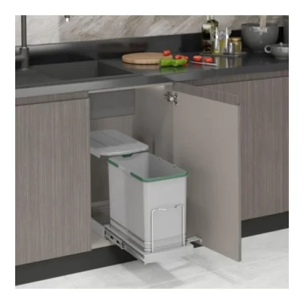 Starax S-2571 Teleskopik Raylı Plastik Gövde Çöp Kovası 24 Lt Gri - Görsel 2