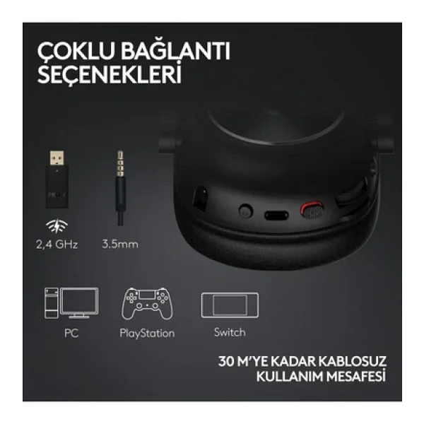 Logitech G Pro X 2 Lightspeed Beyaz 7.1 Kablolu/Kablosuz Kulak Üstü Oyuncu Kulaklığı - Görsel 8
