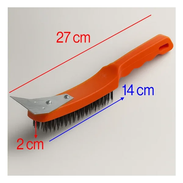 Spatulalı Çelik Tel Fırça 270 Mm Metal Kazıma Temizleme Pas Sökücü Çelik Kıllı El Tipi Nalbur Fırça - Görsel 3