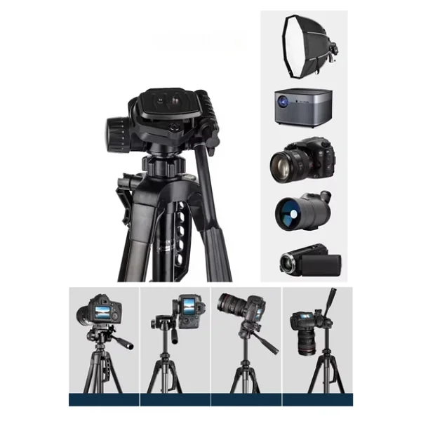 Farway Profesyonel Alüminyum Tripod 360° Ayarlanılabilir Panoramik Başlık Su Terazili Telefon Tutucu 175cm - Görsel 2