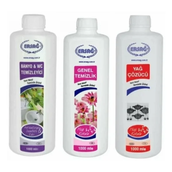 Ersağ Genel Temizlik + Banyo Wc+ Yağ Çöz 3'lü Set 1000 Ml - Görsel 3