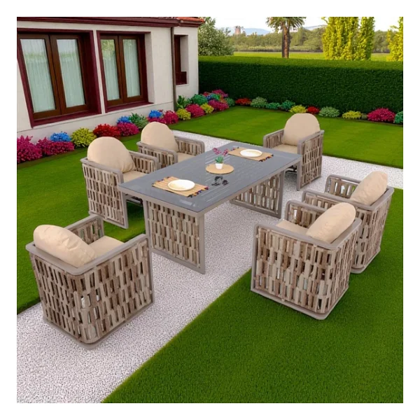 Rehome Talia 100x200 Cm 6 Kişilik Rattan Bahçe & Balkon Takımı - Görsel 4