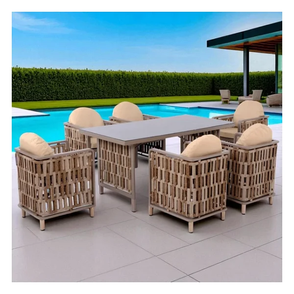 Rehome Talia 100x200 Cm 6 Kişilik Rattan Bahçe & Balkon Takımı - Görsel 6