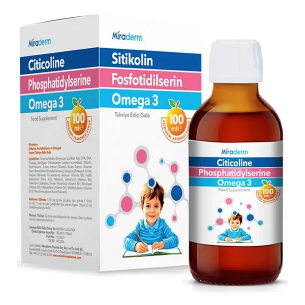 Miraderm Sitikolin Fosfotidilserin Omega 3 Şurup 100 Ml - Görsel 5