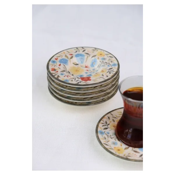 Tabak Evi Porselen Fiori Çay Tabağı Seti 12cm 6 Parça Bns6ctprs1217 - Görsel 2