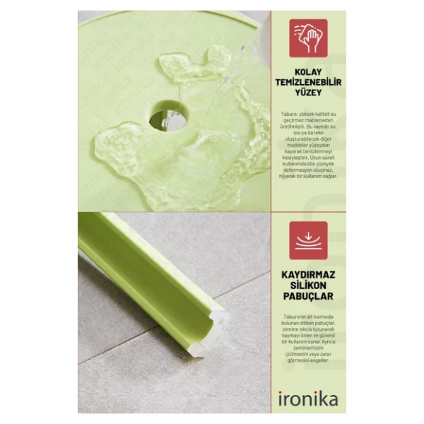 Kaymaz Ayaklı Dekoratif İç İçe Geçebilen Plastik Tabure Mutfak Bahçe Taburesi 4 Adet Antrasit - Görsel 5
