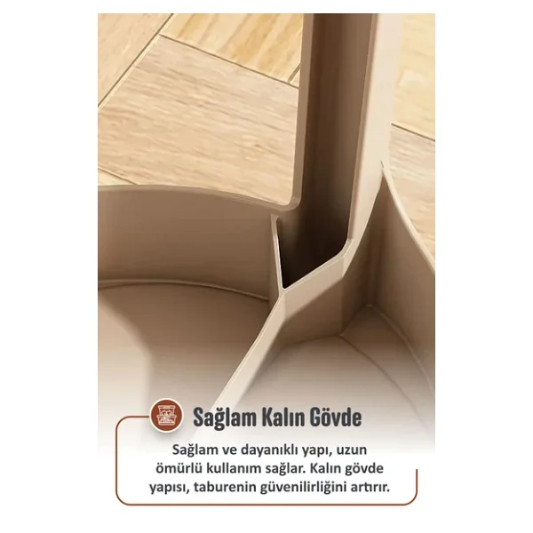 İronika Kaymaz Ayaklı Dekoratif İç İçe Geçebilen Plastik Tabure Mutfak Bahçe Taburesi 4 Adet Siyah - Görsel 4