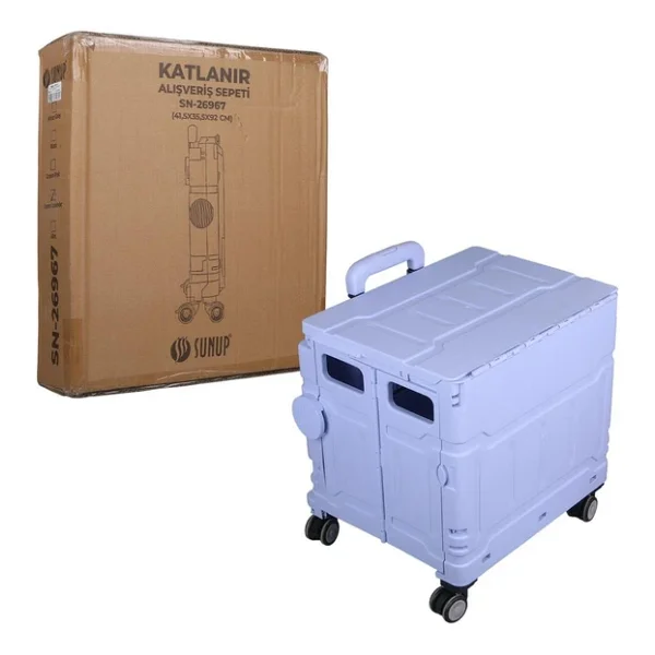 Sunup Sn-26967 Katlanabilir Market Pazar Kamp Tekerlekli Alışveriş Arabası 60kg Kapasiteli - Görsel 7