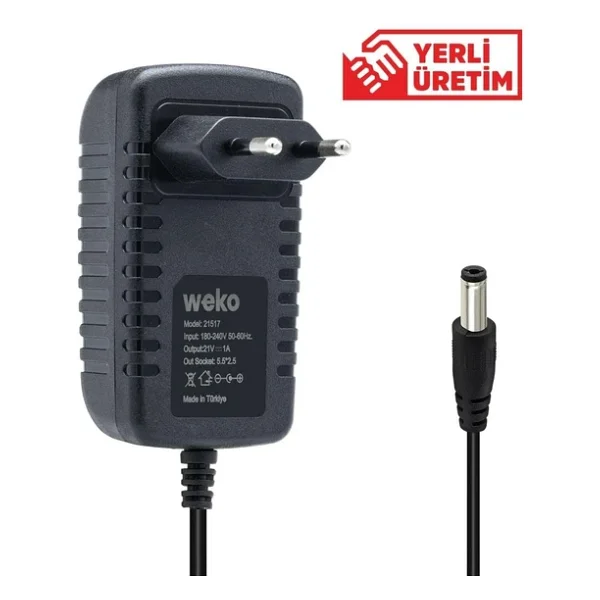 Weko 21 Volt - 1 Amper 5.5x2.5 Uçlu Priz Tipi Adaptör - Görsel 6