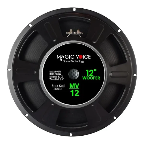 Magicvoice Mv-12 Maks.600 Watt / Rms 300 Watt 12 Siyah 30 Cm Woofer Yedek Hoparlör - Görsel 5