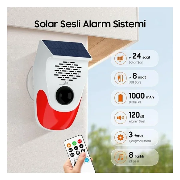 Powermaster Pm-26240 Güneş Enerjili Sesli Güvenlik Alarmı - Görsel 4
