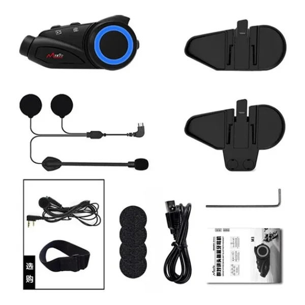 Powermaster Maxto M3 1080p Kameralı Motosiklet Bluetooth Intercom Kulaklık (6 Kişi Destekli) - Görsel 3