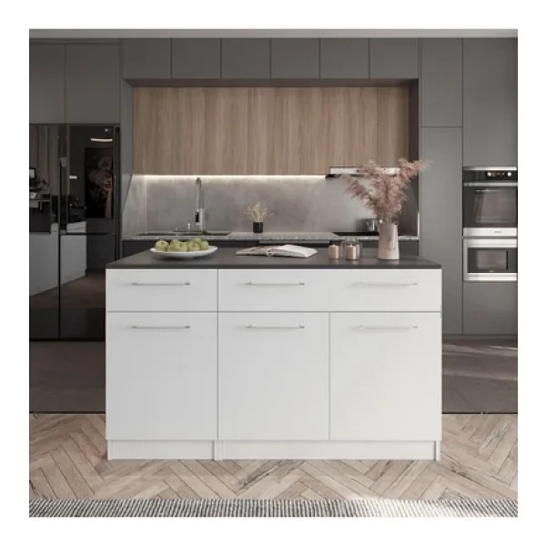 Tdesigno Zeus Mutfak Adası -Alt Modül-2 Çekmeceli 3 Kapaklı- 150 Cm Beyaz -Tezgah Dahil - Görsel 2