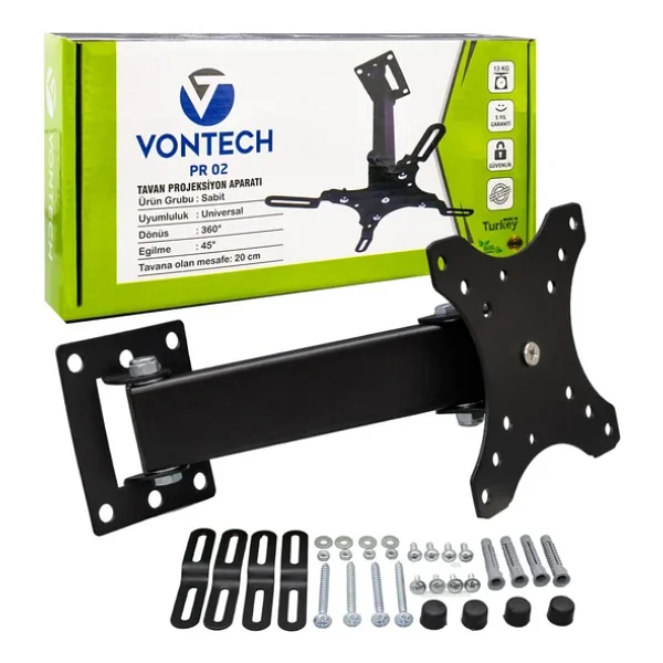 Vontech Pr-02 20 Cm 360° Teleskopik Tavan Projeksiyon Askı Aparatı - Görsel 5