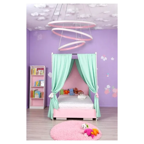 LEGACY Rings Modern Tasarım Pembe Renk - Yatak Odası - Salon -Çocuk Odası - Mutfak Beyaz Led 3 Lü Avize - Görsel 5