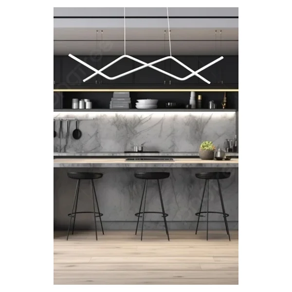 LEGACY Utku Modern Tasarım Beyaz Renk Yemek Masası Üstü - Mutfak - Salon Beyaz Led 2 Li Avize - Görsel 5