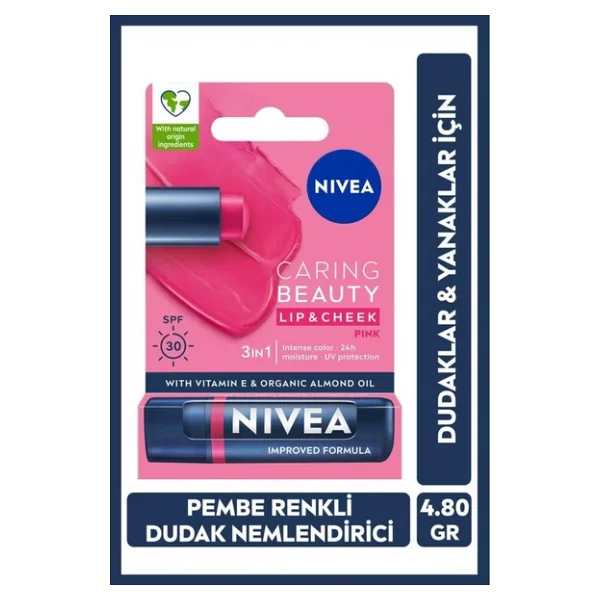 Nivea Caring Beauty 30 Faktör 4.8 Gr Pembe Dudak Nemlendirici - Görsel 8