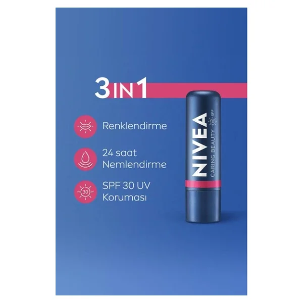 Nivea Caring Beauty 30 Faktör 4.8 Gr Pembe Dudak Nemlendirici - Görsel 9