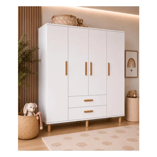 Afilli Mobilya Güneş Bohem 4 Kapaklı Gardrop Tamamı Mdf - Görsel 5