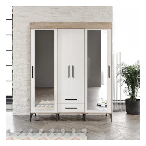 Afilli Ildır Çocuk Odası Takımı 3 Parça Tamamı Mdf Flora Beyaz Aynalı - Görsel 2